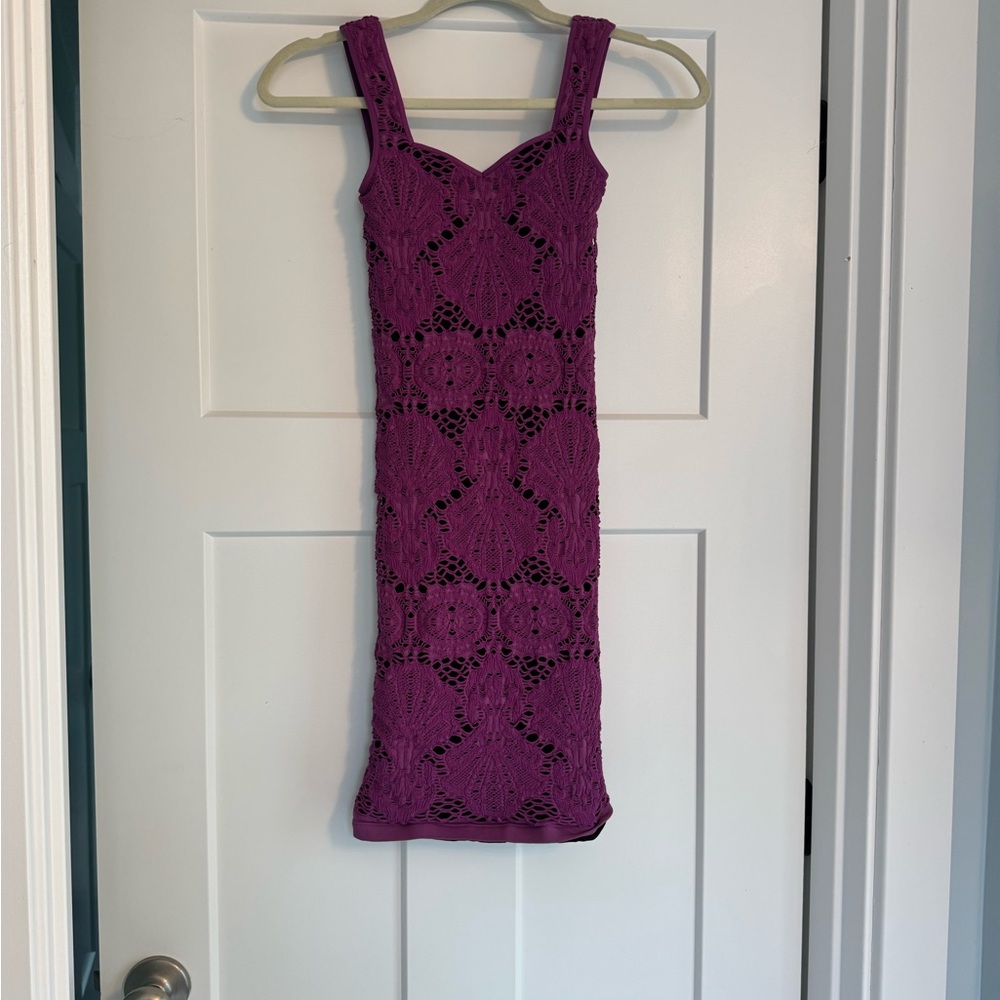 Purple Sheath Mini Dress with Sweetheart Neckline